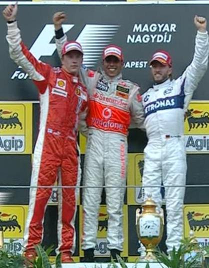 El podio de Hungr�a 1º Hamilton 2º Raikkonen 3º Heidfeld
